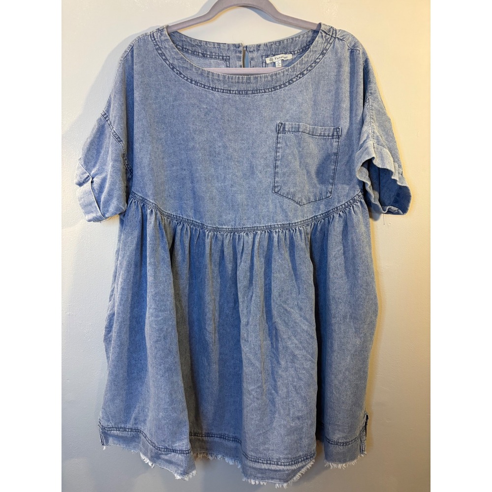 Veveret Stone Washed Denim Oversized Babydoll Dress L